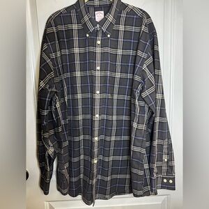 Madison Navy and White Plaid Button-Down Shirt
